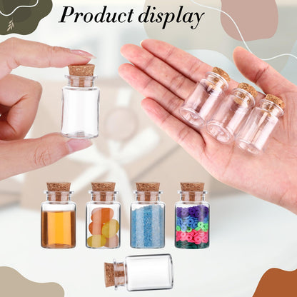 Bokon 50 Packs Mini Plastic Bottles with Corks Stoppers Eye Screws Funnels Small Potion Bottles Tiny Clear Sand Art Jar Wishing Vial for Birthday Party DIY Crafts Gift