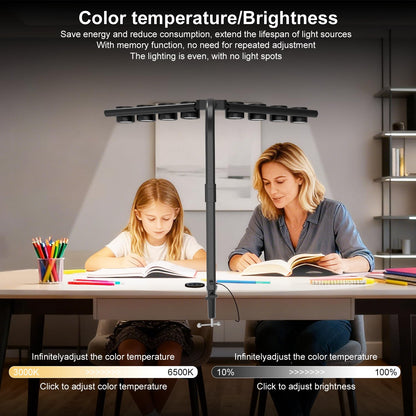 Omorepa 8 Light Sources Gooseneck Tree Desk Lamp with Clamp, 24W Eye-Care Bright LED Desk Light with Free Rotation, Dimmable Reading Table Light for Desktop Working,Drafting,Reading