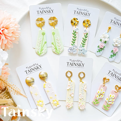 TAINSKY Long Dangle Shape Clay Cutters, 17 Shapes Polymer Clay Cutters for Earrings Making, Long Rectangle Shape Polymer Clay Cutters, Basic Clay Cutters for Polymer Clay Jewelry