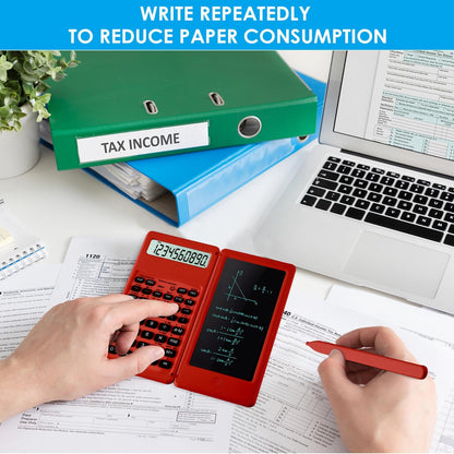 Scientific Calculators for Students, Red Math Calculator with Notepad,10-Digit Large Screen, Classroom Must Haves for Middle High School Supplies & College (Red)