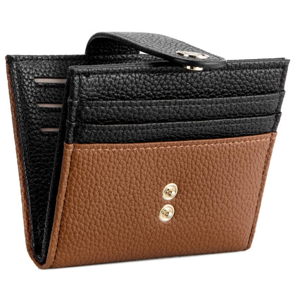 BOSTANTEN Slim Wallet for Women Small RFID Blocking Credit Card Holder Leather Bifold Wallets with Zipper Coin Pocket Black＆Brown