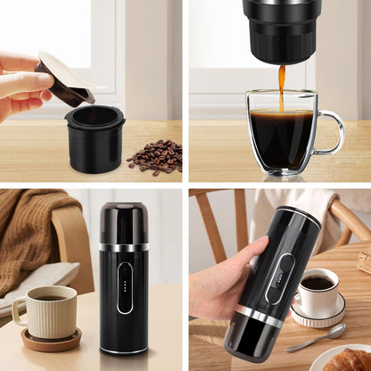 ZEMBSOYA Portable Espresso Machine, Travel Espresso Maker, Car Coffee Maker Self-Heating with USB-C, Compatible with Ground Coffee & Capsules (NS＆DG) for RV, Hiking, Camping, Office