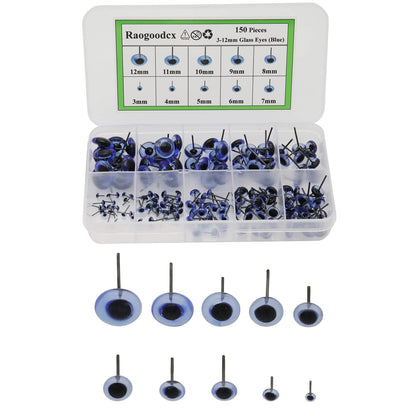 150Pcs Needle Felting Eyes mini Glass Blue Eyes Kits for Teddy Puppets Dolls Wool Felting Crafts