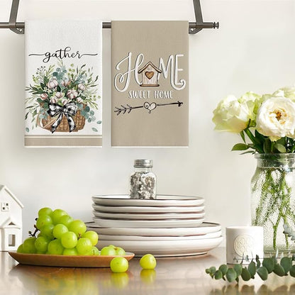 Artoid Mode Eucalyptus Truck Flowers Basket Spring Kitchen Towels Dish Towels