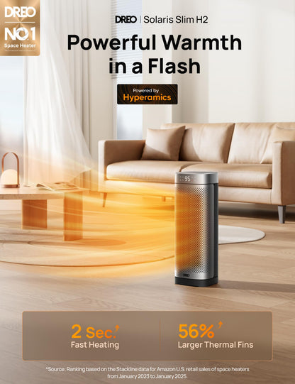 DREO Space Heaters for Indoor Use, Fast Heating Portable Heaters with Remote, Large PTC Ceramic Electric for Bedroom, 12H Timer, 70° Oscillation, Overheat Protection, 1500W Safety Heat for Home Office
