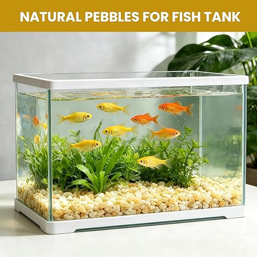 1/8 Inch Aquarium Gravel, Small Pebbles for Fish Tank, Indoor Plants & Succulents, Natural Mini River Rocks for Drainage, Terrarium, Top Dressing & Vase Filler, Cream Beige, 6LB