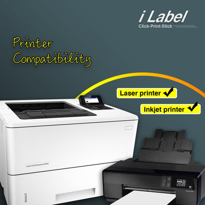 8.5" x 11" Full Sheet Label Sticker Paper for Laser & Inkjet Printers [100 Sheets,100 Labels]