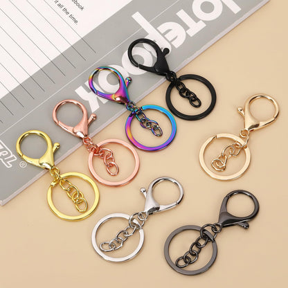 Glarks 28pcs 7 Colors Metal Lobster Claw Clasps with Chains and Key Rings Kit, 32mm Lanyard Snap Keychain Hook, Lobster Clasp Trigger Clips, Lobster Clasp Hook for DIY Bag, Key Rings and Craft Making