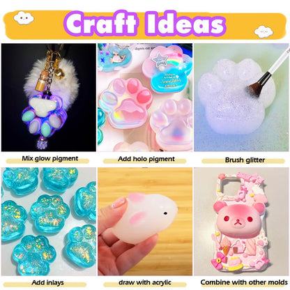 DIY Squishy Making Kit – 3 Molds for Hamster, Paw, & Animals, Complete Silicone Gel, Pigments & Crafting Tools for Keychains, Cake Toppers, and More