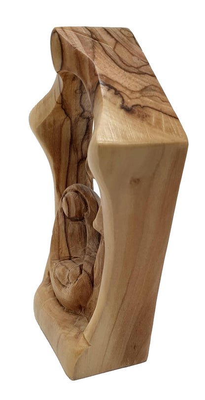 Zuluf 5.2" Olive Wood Holy Family Nativity Statue – Hand-Carved Figurine Made in The Holy Land – Religious for Catholic Home or Spiritual Display – HOF026