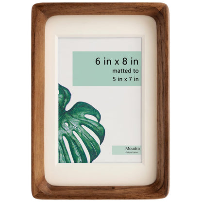 Moudra Handcrafted Solid Wood Picture Frame with Mat for Wall or Tabletop Display, Perfect for Photos and Artwork. (Walnut, 6"x8" matted to 5"x7")