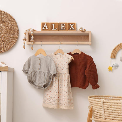Kigley 8 Pcs Custom Wooden Name Sign 8 Letter Blocks and 78 Wooden Letter Name Wooden Cubes Wooden Blocks for Montessori Shower Name Alphabet Wood Signs(Wood)