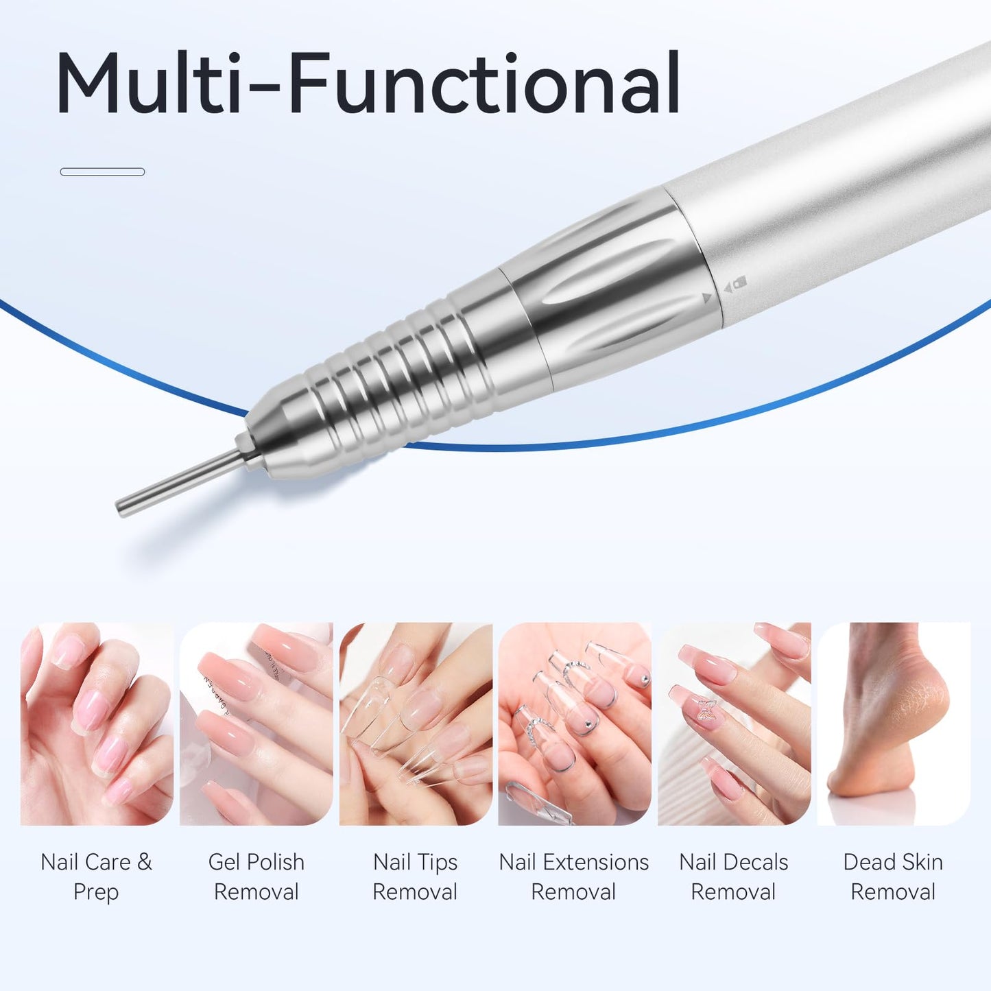 Makartt Nail Drill Professional: 60W 35000RPM Electric Nail File with Coreless Motor, 2 in 1 Desktop & Portable, Drill Bits and LCD Display for Acrylic Gel Nails, Nouvella Pink