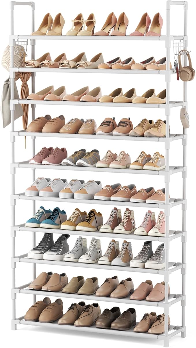 VTRIN 10 Tiers Shoe Rack Tall Large Capacity Wide Shoe Organizer Sturdy Shoe