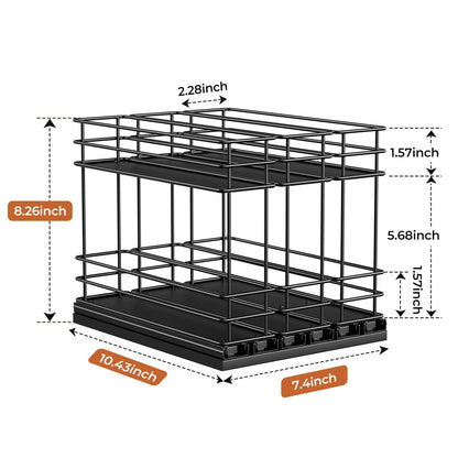 Pull Out Spice Rack Organizer for Cabinet, Slide Out Spice Racks, Easy to Install, 2.1''Wx10.35''Dx8.26''H, 3 Drawers 2 Tiers(Black)
