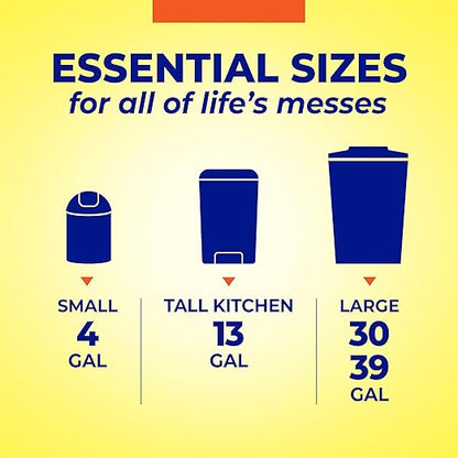 Hefty Essentials Drawstring 13 Gallon Kitchen Trash Bags, Tall Unscented Trash