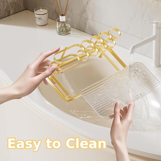 Electric Toothbrush Holder for Bathroom Countertop 5 Metal Slots Toothpaste