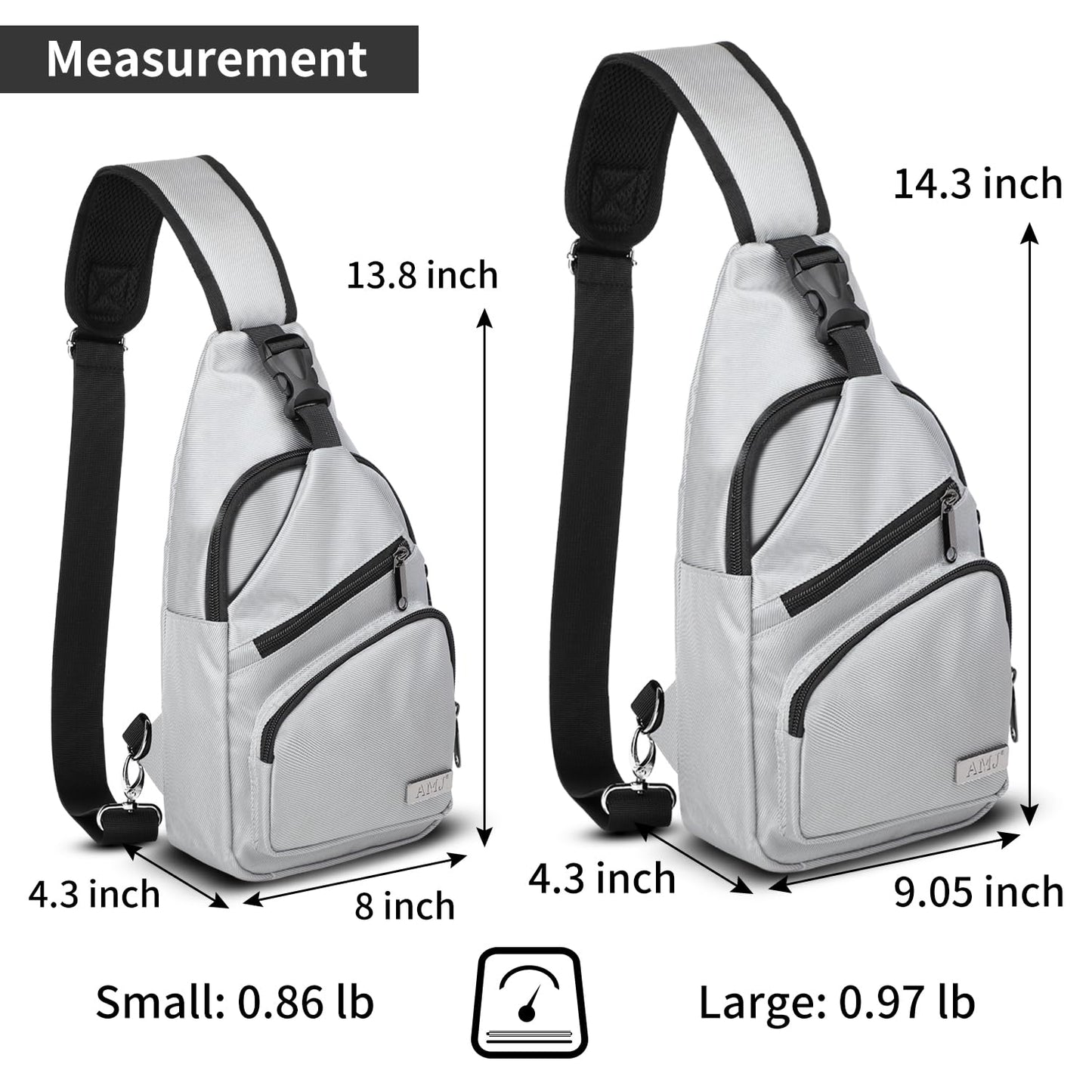 AMJ Crossbody Sling Bag Men Women, Casual Shoulder Backpack, Chest Daypack Satchel for Hiking Travel