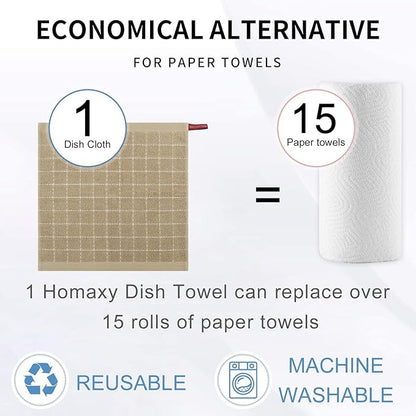 Homaxy 100% Cotton Terry Kitchen Dish Cloths, Ultra Soft and Absorbent Dish