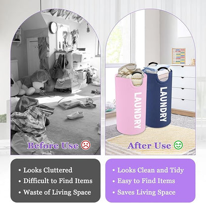 2Pcs Folding Laundry Basket for Adult, 95L Portable Laundry Baskets