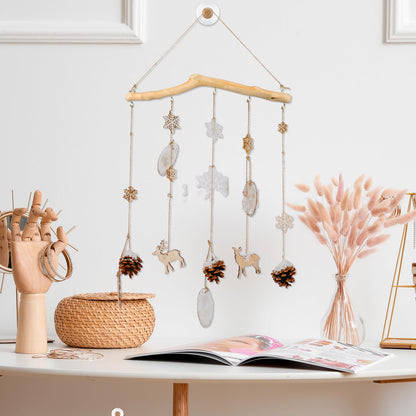 Chunful 4 Pcs 15 Inch Driftwood Wall Hanging Jewelry Hanger Rustic Wood Logs Hanging Branch Decor with 5 Hooks Natural Driftwood Decorative Branches Farmhouse Wooden Hook Mounted