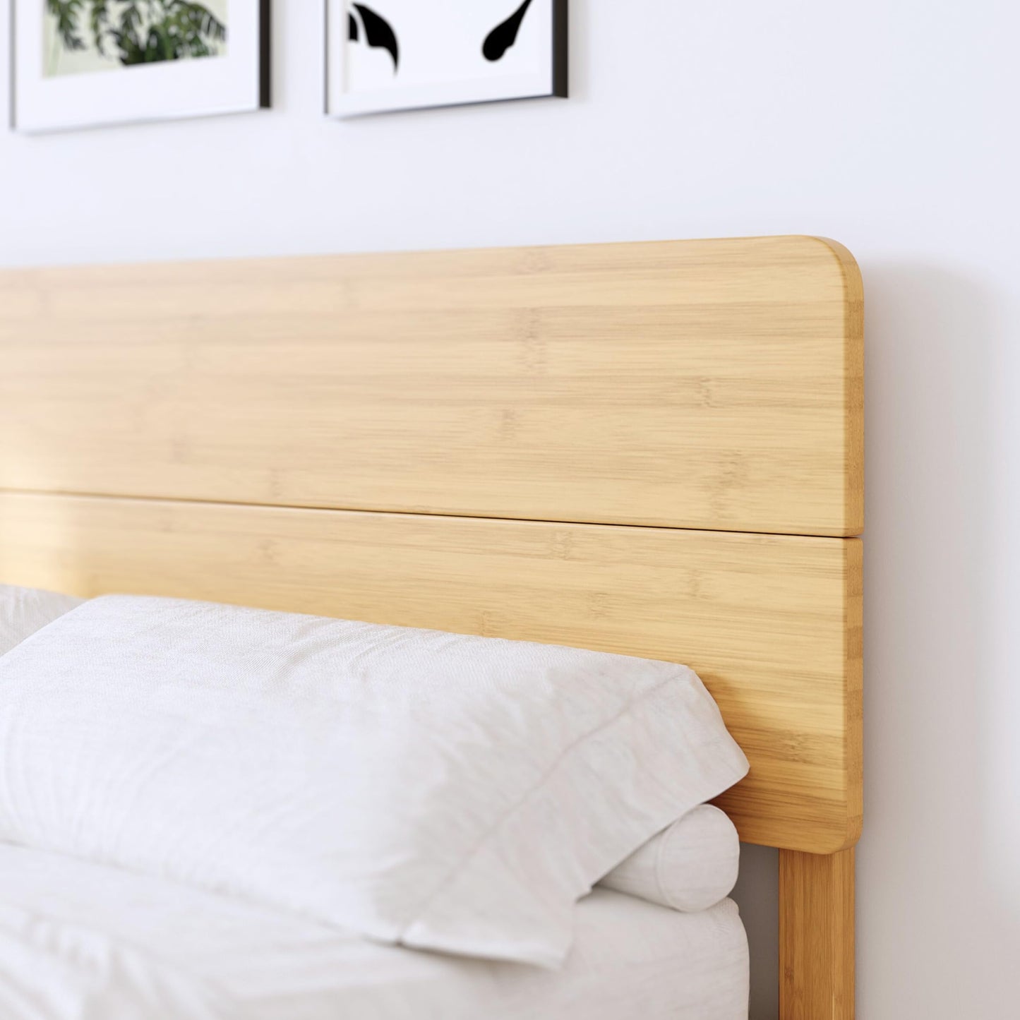 BOSRII 14in High Solid Bamboo Wood Platform Twin XL Bed Frame with Headboard, Reinforced Heavy Duty Metal Slats, Noise Free, No Box Spring Needed, Easy Assembly