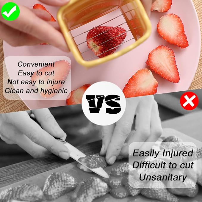 TULOBI 3 PCS Cup Slicer, Stainless Steel Egg Stainless, Strawberry Slicer, Mini Fruit Slicer Cup, Quickly Making Fruit Vegetable Salad, Creative Convenient Kitchen Gadget (Navy Blue + Pink + Cyan)