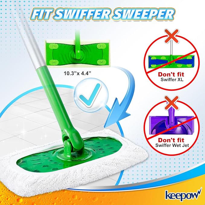KEEPOW Reusable Microfiber Mop Pads