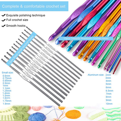 Weabetfu 102pcs Crochet Hooks Set Crochet Hook Kit with Case Ergonomic Crochet Needles for Arthritic Hands and Crochet Accessories Complete Crochet Set for Beginners & Experieced Crochet Lovers