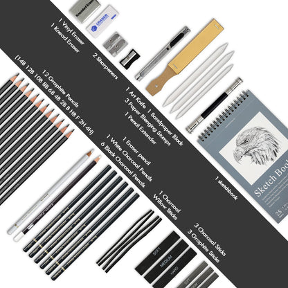 Brusarth 42 Pack Drawing Set Sketching Kit, Pro Art Sketch Supplies with Sketchbook, Include Graphite Pencil, Charcoal Pencil, Sharpener, Eraser Art Supplies for Artists Adults Teens Beginner