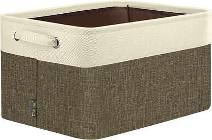 BALEINE 1 Pack Fabric Closet Storage Bins for Shelves, Linen Closet Organizers and Storage, Decorative Baskets for Organizing, Shelf, Clothes, Home, Office (Brown, 12"x8"x8")