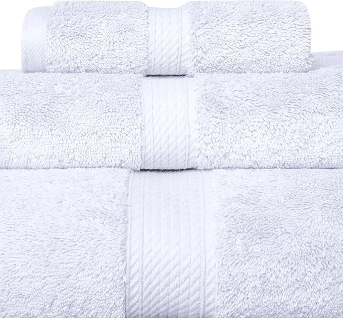 SUPERIOR Egyptian Cotton Pile 3 Piece Towel Set, Includes 1 Bath, 1 Hand