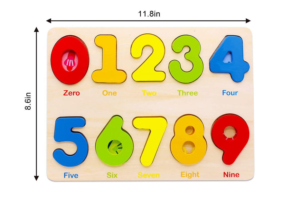 Aile Wooden Preschool Learning Number Puzzles Toys for Kids Age 2-4， Educational Toys.