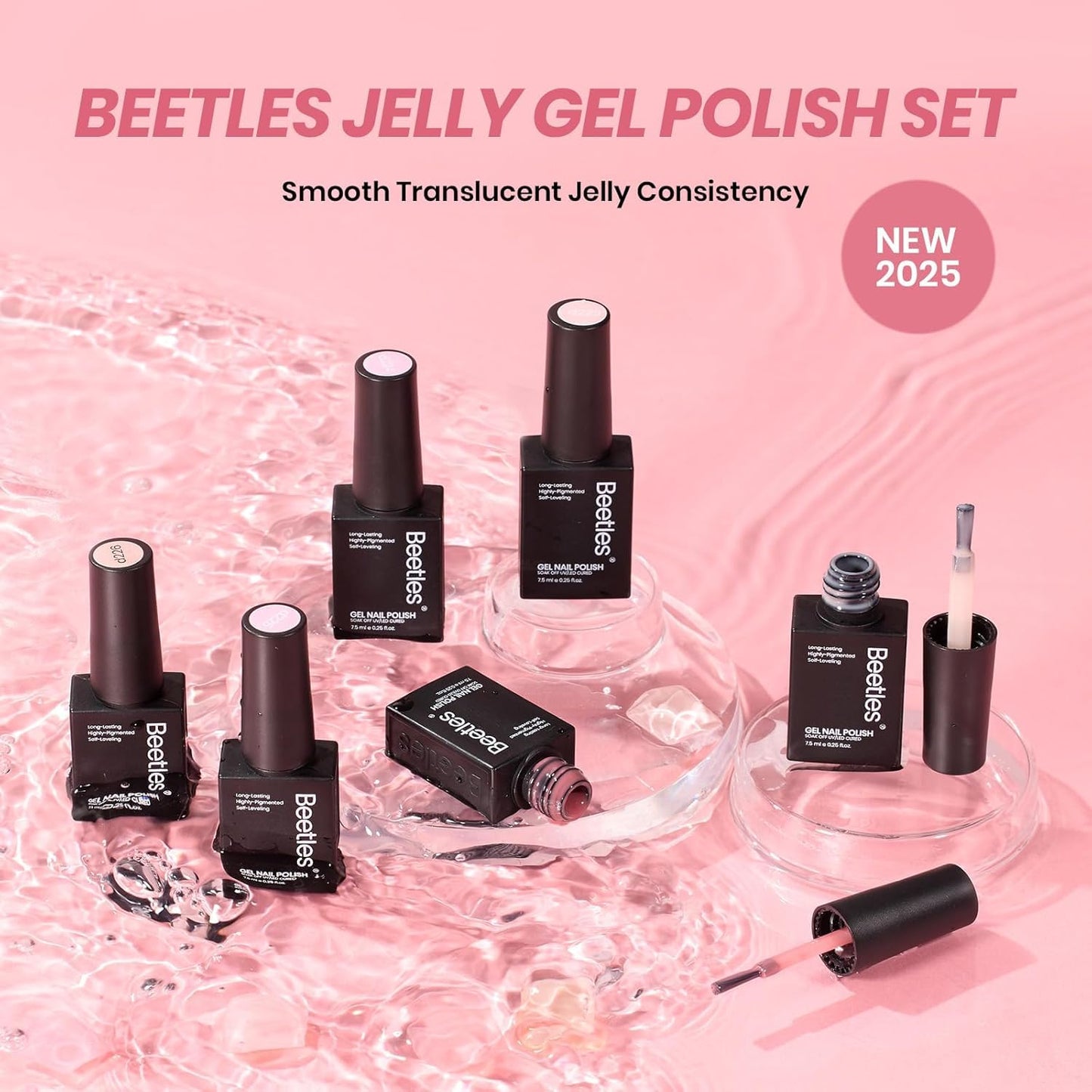 Beetles Cat Eye Gel Nail Polish Set, 6 Summer Colors Pastel Shimmer Glitter Gel Polish Kit Soak Off LED UV Curing Requires Pink Red Blue Orange Green Purple Velvet Gel with Magnet Gift for Women