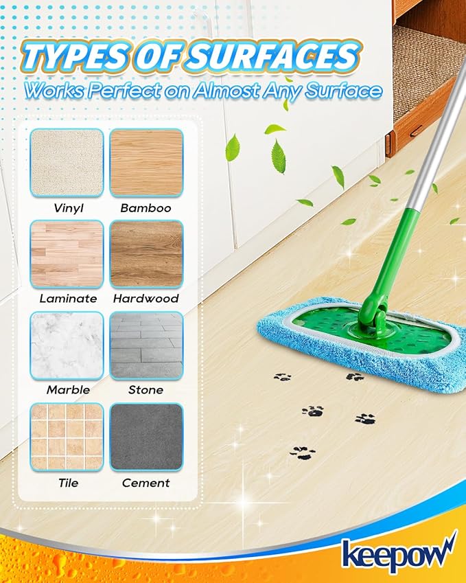 KEEPOW Reusable Dry Sweeping Cloths Microfiber Wet Pads Refill Compatible