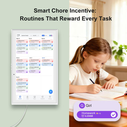 HOOCEN 15.6 Inch Smart Digital Calendar with FREE APP for Fridge & Wall Touch Screen, Magnetic Refrigerator Mount, Electronic Planner for Office Desk, Auto Sync Schedules, Family Chore Chart, White