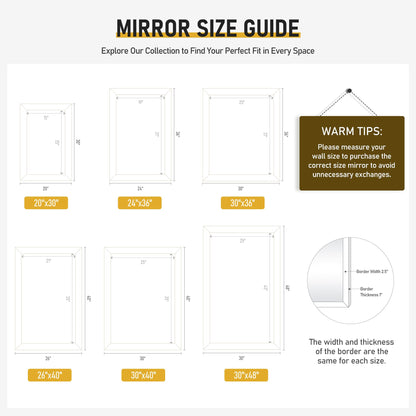 CULER Rustic Wood Wall Mirror for Bathroom,Rectangle 24 x 36 inch Hanging Black Mirrors with Wooden Frame for Living Room,Bedroom,Entryway(Dark Walnut)