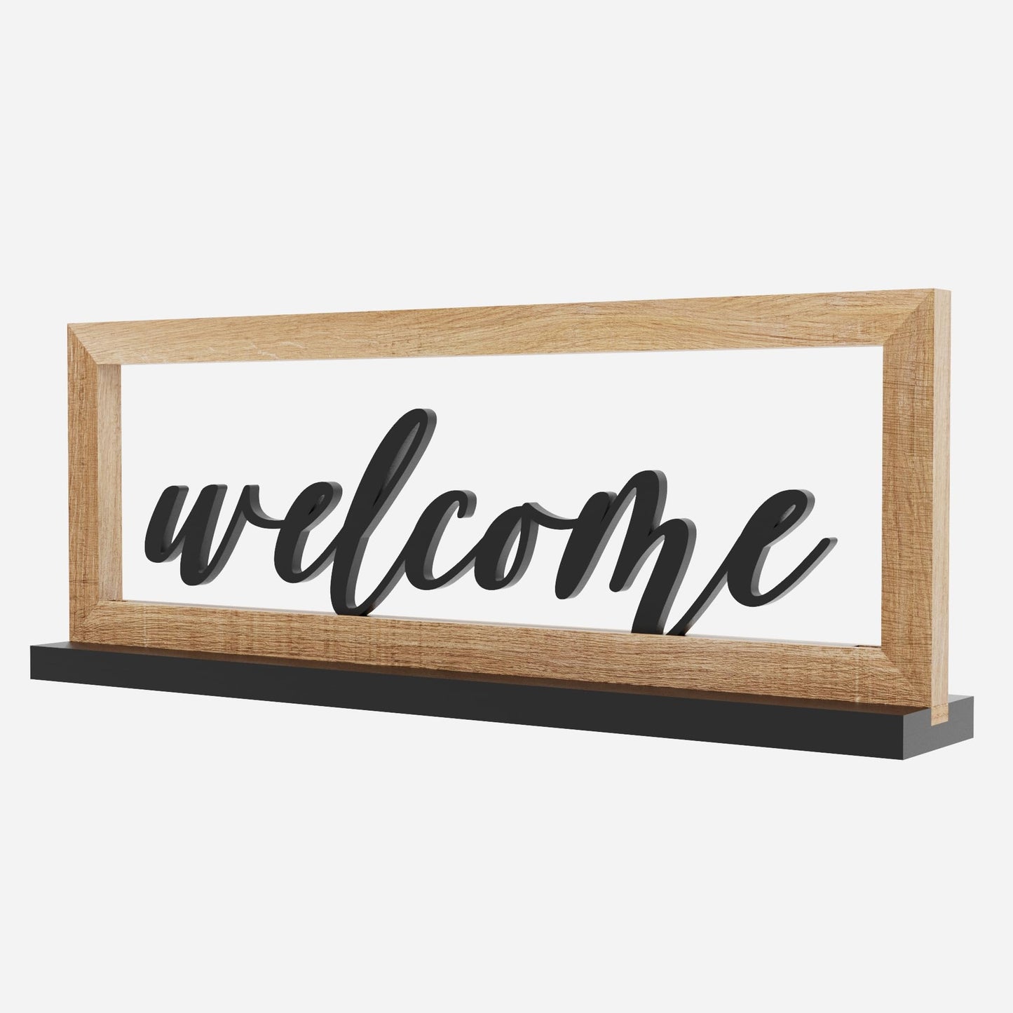 AquaChase Wooden Framed Welcome Table Sign, 13"x5" Rustic Freestanding Entryway Decor, Floating 3D Cutout Letters, Farmhouse Home Ornament for Shelves, Mantle or Windowsill