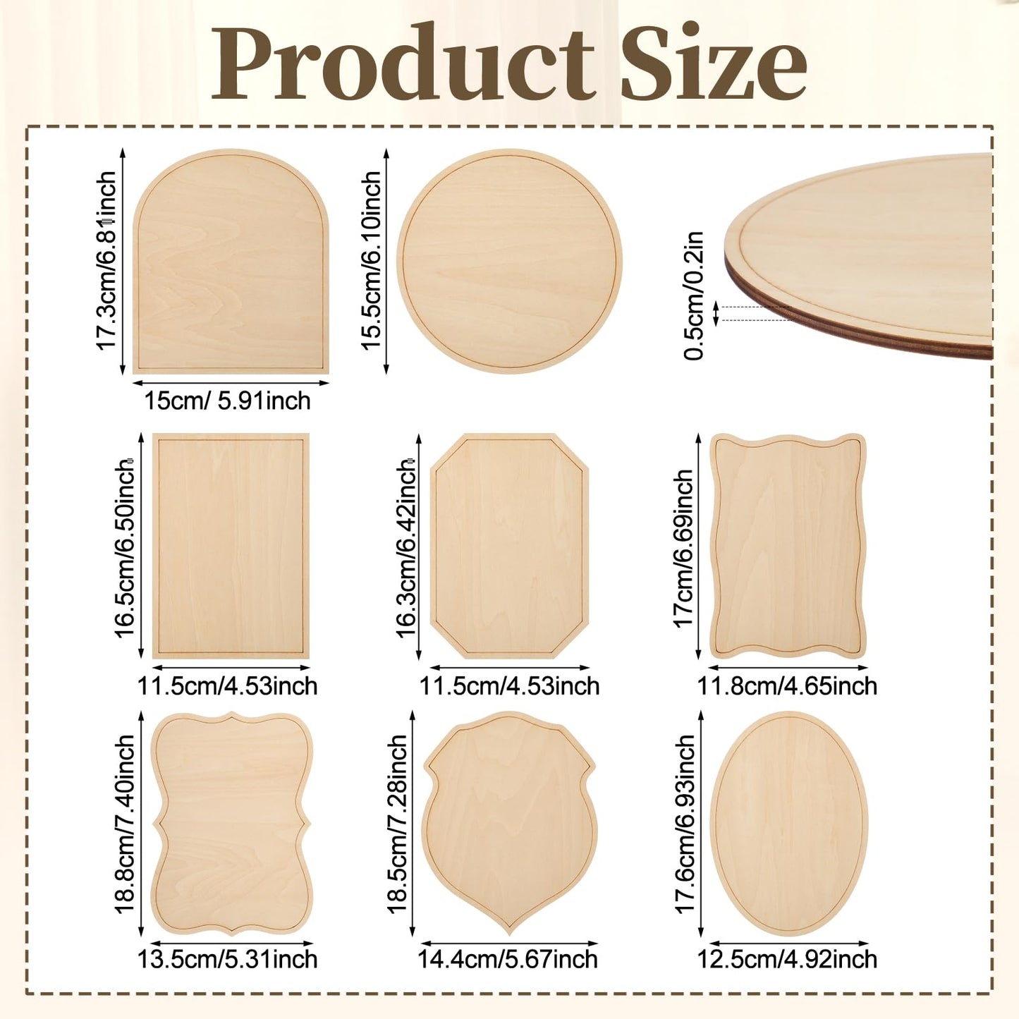 Nuanchu 16 Blocks 6.5" x 4.5" Unfinished Wooden Plaques in Various Shapes for Various Painting Ideas, Wood Sign for Burning DIY Crafts(Style 1)