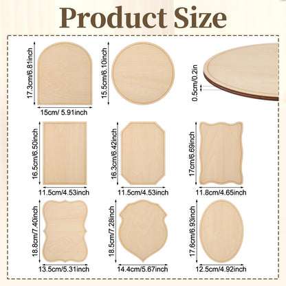 Nuanchu 16 Blocks 6.5" x 4.5" Unfinished Wooden Plaques in Various Shapes for Various Painting Ideas, Wood Sign for Burning DIY Crafts(Style 1)