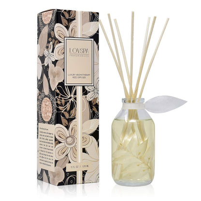 LOVSPA Reed Diffuser Set, Smoked Vanilla Scented Oil Diffuser with Sticks, Home Fragrance Accessories for Bathroom Shelf Decor, Aroma Diffusers for Home or Office Fall Decor, USA Made