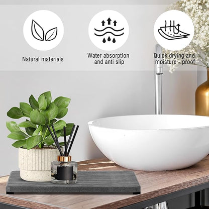 3PCS Water Absorbing Stone Tray, Fast Drying Stone Sink Tray, Stones Soap Trays