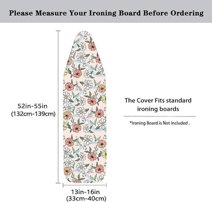 Pink Florals Ironing Board Cover and Pad 15x54 Inch