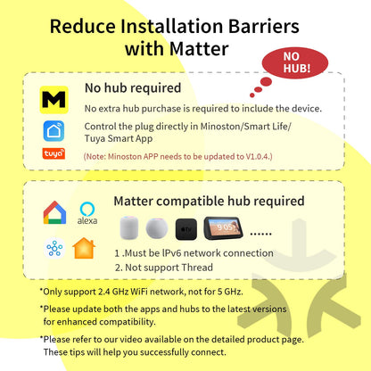 Minoston Outdoor Smart Plug, Matter Smart Plug, Smart Home Wi-Fi Outlet IP65 Waterproof, Compatible with Alexa, Apple Home, SmartThings, Google Home, Smart Life, IP65 Waterproof, 2.4Ghz, 2 Pack