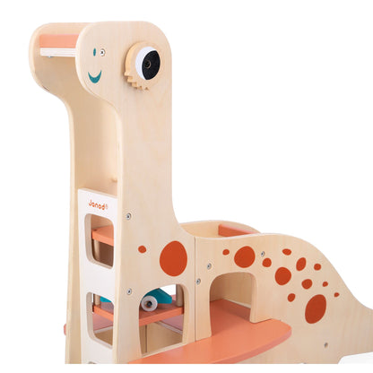 Janod - Dino Wooden Dinosaur Garage - Imaginative Play - Encourages Creativity and Storytelling - Enhances Motor Skills Design, Safe for Kids - Ages 2-6 Years - J05835