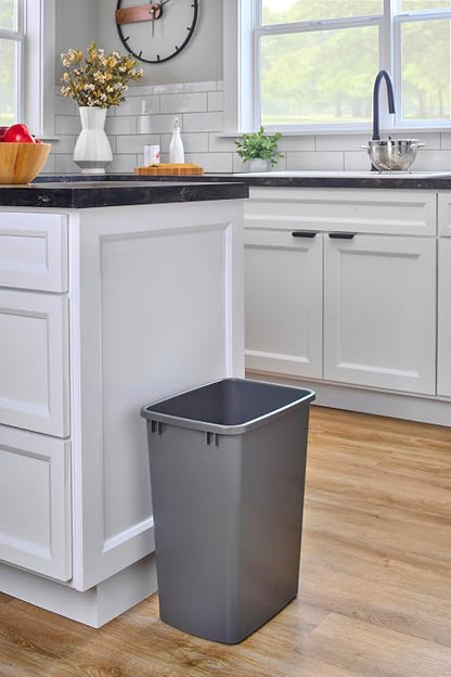 Rev-A-Shelf 2-Pack 35 Quart Polymer Replacement Trash Bin, Recycle Waste Garbage Container for Kitchen Cabinet Pullouts, Gray, RV-35-13-2 - Large Plastic Bins for Home and Office