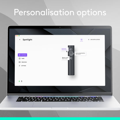 Logitech Spotlight Presentation Remote - Universal Wireless Presentation Clicker with Laser Pointer, Advanced Digital Highlighting, Bluetooth, 30 m Range and Quick Charging - Black