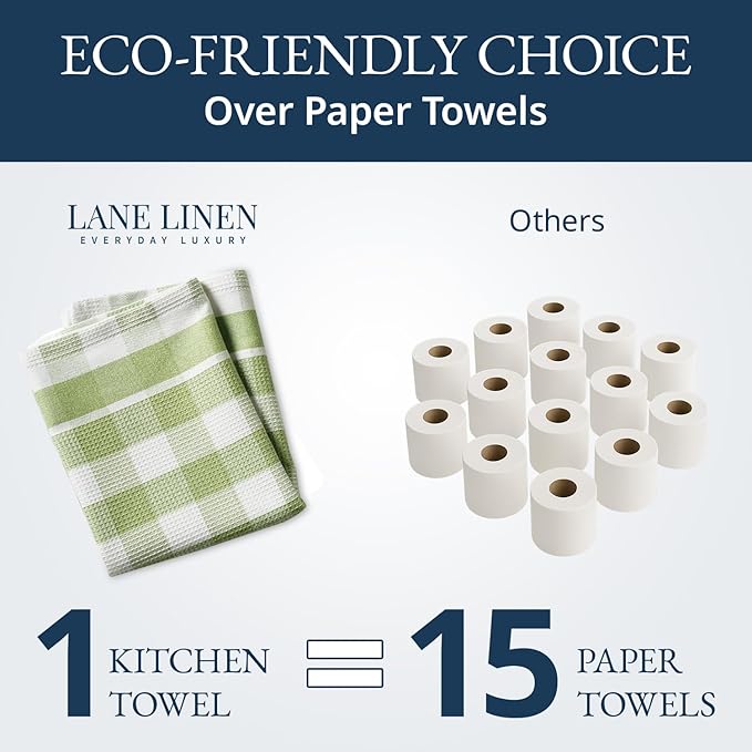 LANE LINEN Cotton Kitchen Towels Set, Quick-Drying Dish Towels
