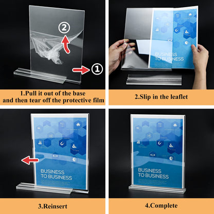 Arrobust Acrylic Sign Holder 8.5 x 11, Double Sided Clear Acrylic Display Table Signs Stand, T Shape Flyer Holder Plastic for Picture Paper Frame Holder Home Office Menu Retail Show Fair, 6 Pack