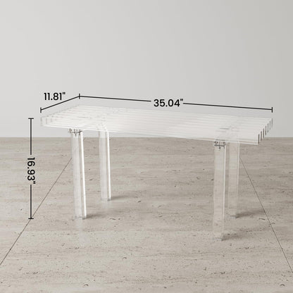 Sumerflos Acrylic Entryway Bench - 35" Clear Shoe Storage Bench for Bedroom & End of Bed & Hallway, Holds Up to 350 Lb (Seat for 2 People), Modern, Easy Assembly